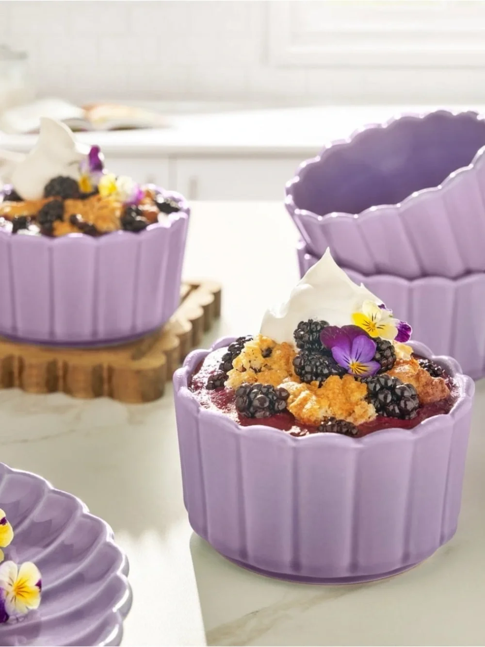 The Pioneer Woman Lilac Scalloped Ceramic Ramekin Set - 4 Pack